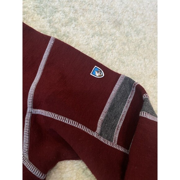 KUHL TEAM 1/4 ZIP LARGE PULLOVER 100% MERINO WOOL SWEATER KNIT RED THUMBHOLE - Picture 3 of 12